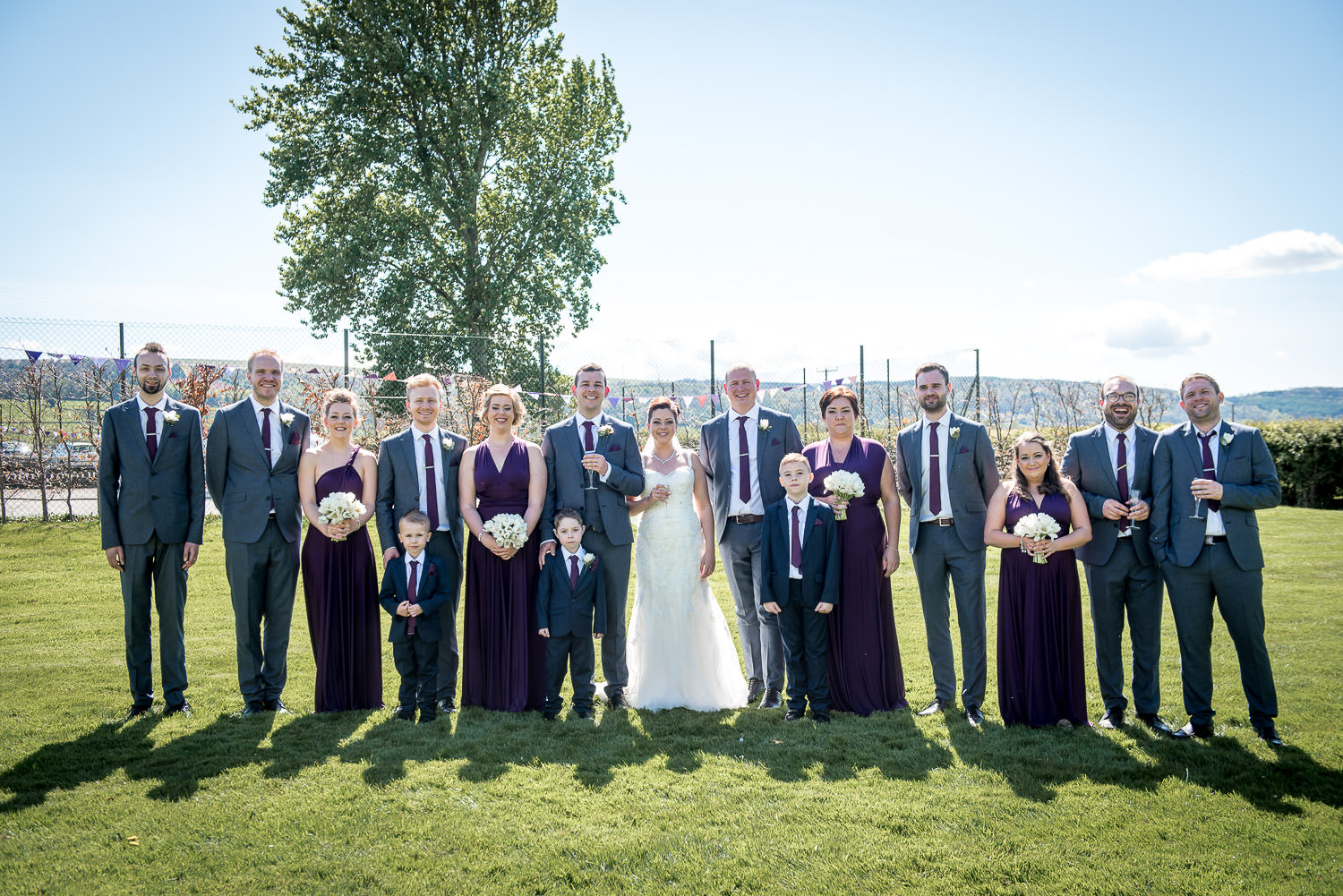 bride and groom with bridal party