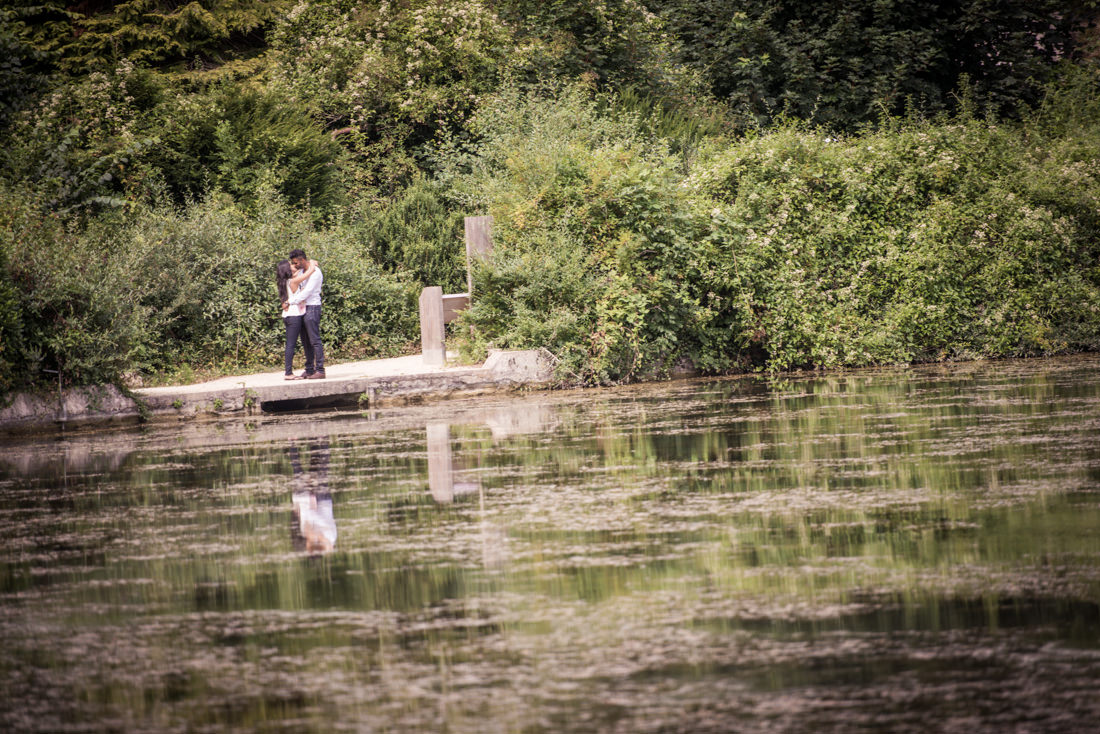 couple's reflection in the lake