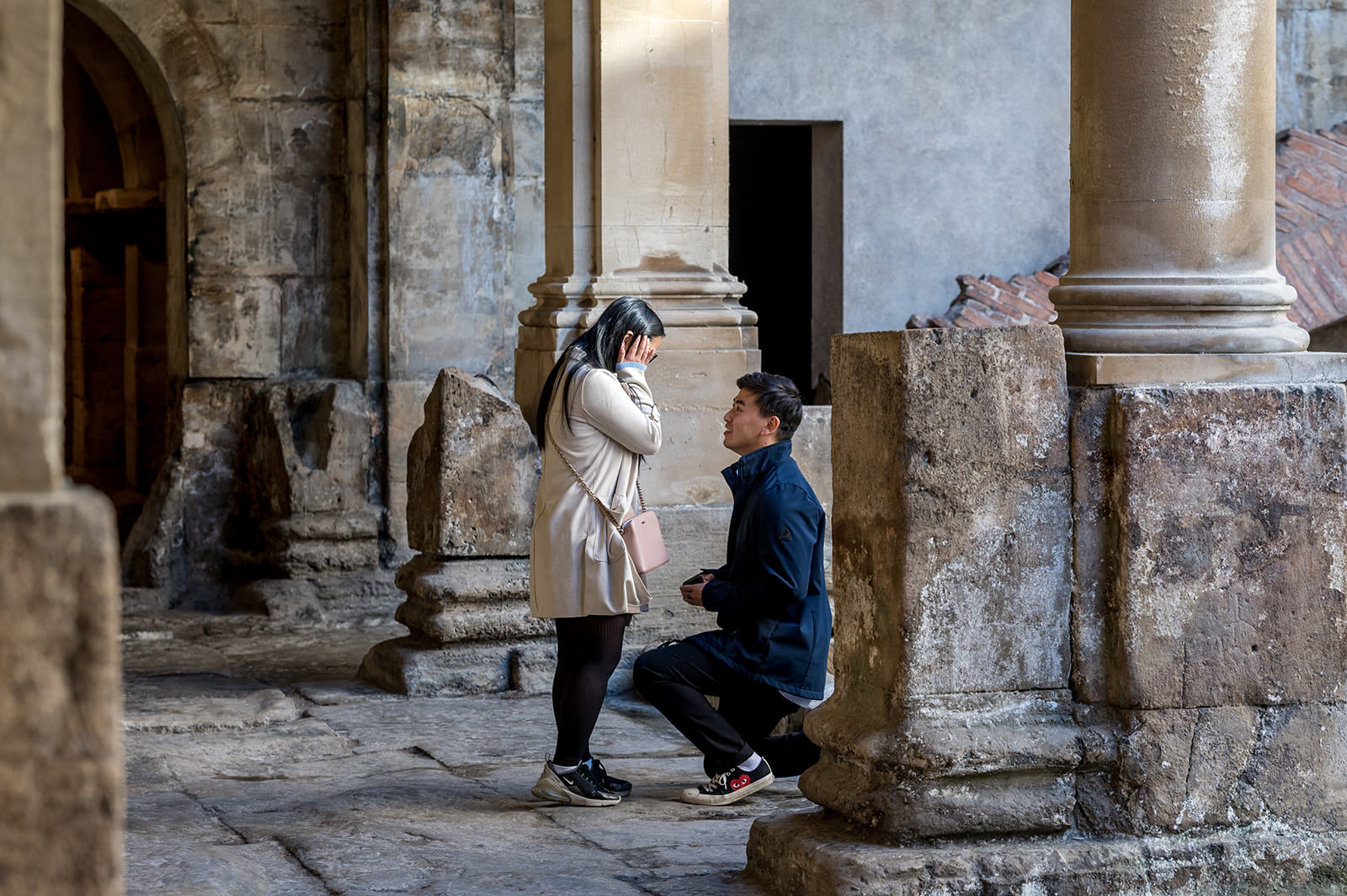 roman baths surprise proposal engagement