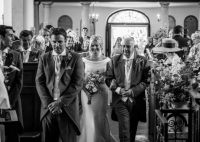 bride and father walking down the aisle at st michaels, great badminton wedding photography