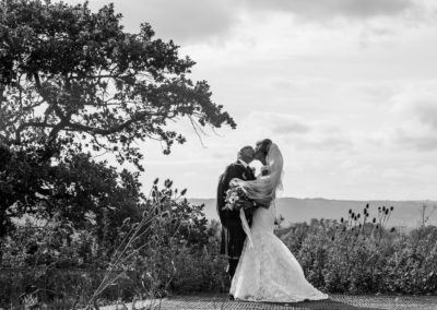 folly farm romantic wedding photo of bride and groom