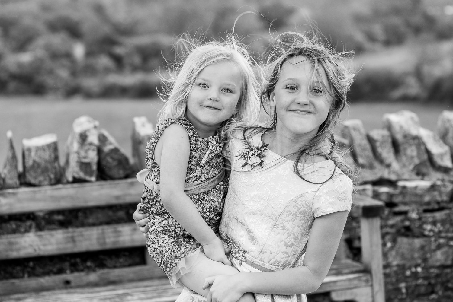 children playing outside during the wedding