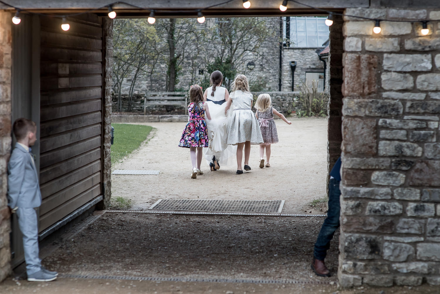 kids playing outside folly farm wedding centre