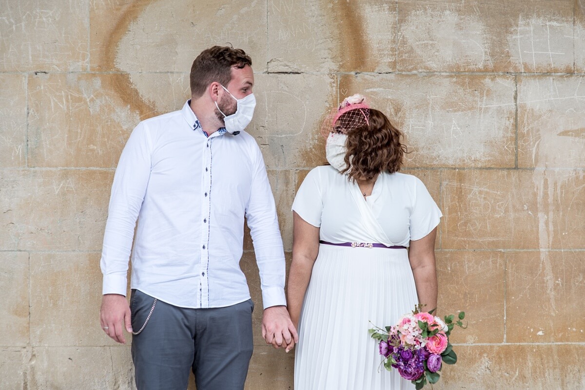 bride and groom portrait at Parade gardens Bath