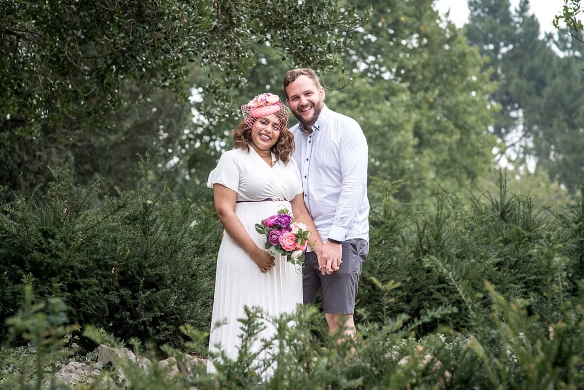 bride and groom portrait at Parade gardens Bath