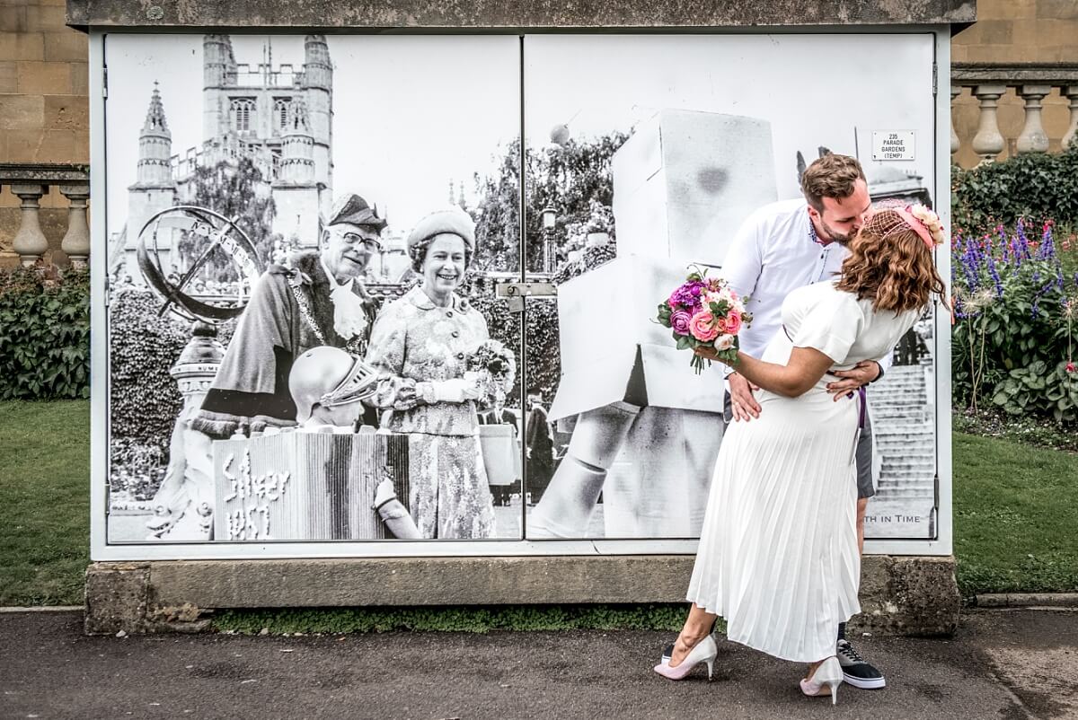 bride and groom portrait at Parade gardens Bath