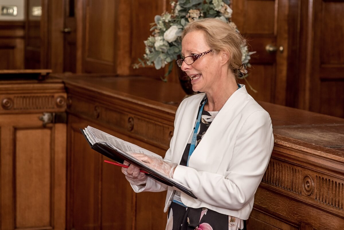 registrar at Bath Guildhall wedding ceremony