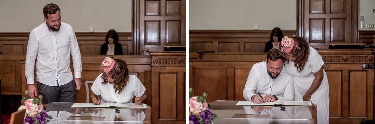 bride and groom at Bath Guildhall wedding ceremony