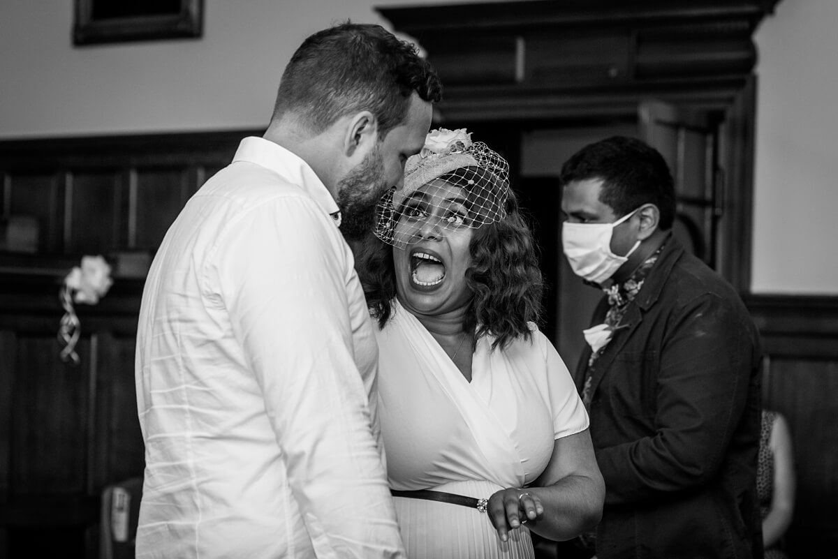 bride and groom at Bath Guildhall wedding ceremony